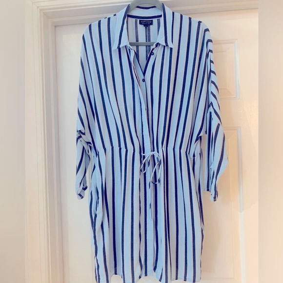 TOPSHOP Striped Button Down Shirt Mini 👗 Dress - Picture 3 of 8